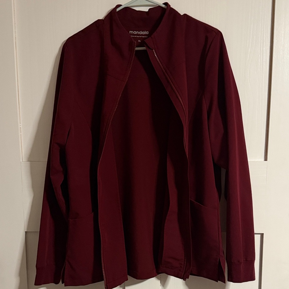 Mandala Women's Burgundy Scrub Jacket